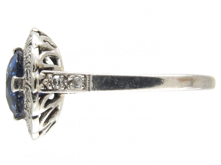 Art Deco Sapphire & Diamond Catherine Wheel Design Ring