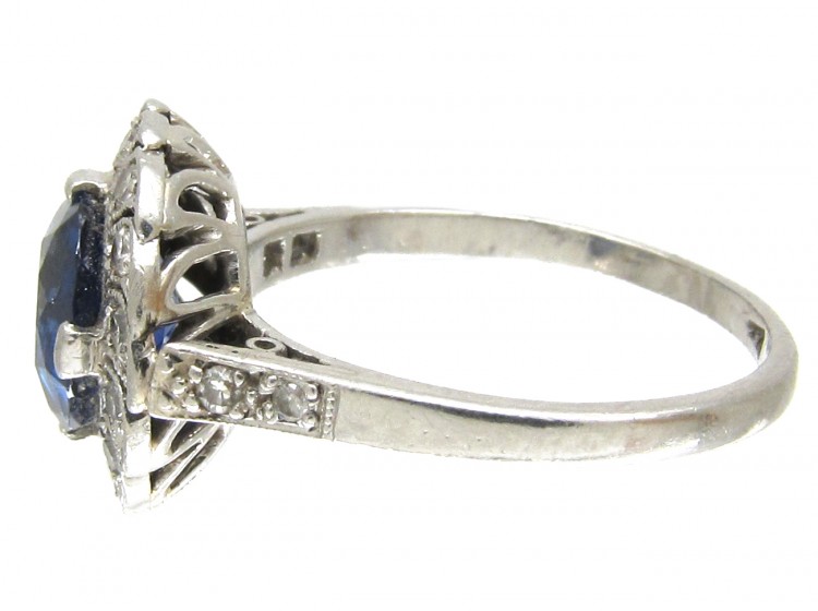 Art Deco Sapphire & Diamond Catherine Wheel Design Ring