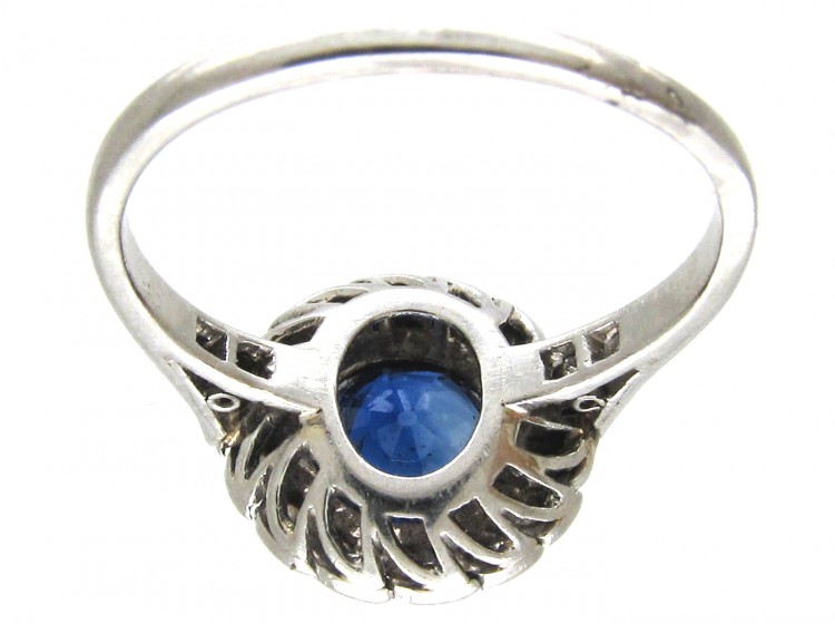 Art Deco Sapphire & Diamond Catherine Wheel Design Ring