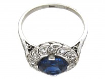 Art Deco Sapphire & Diamond Catherine Wheel Design Ring