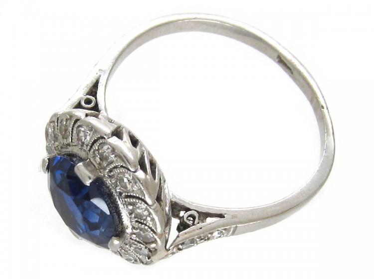 Art Deco Sapphire & Diamond Catherine Wheel Design Ring