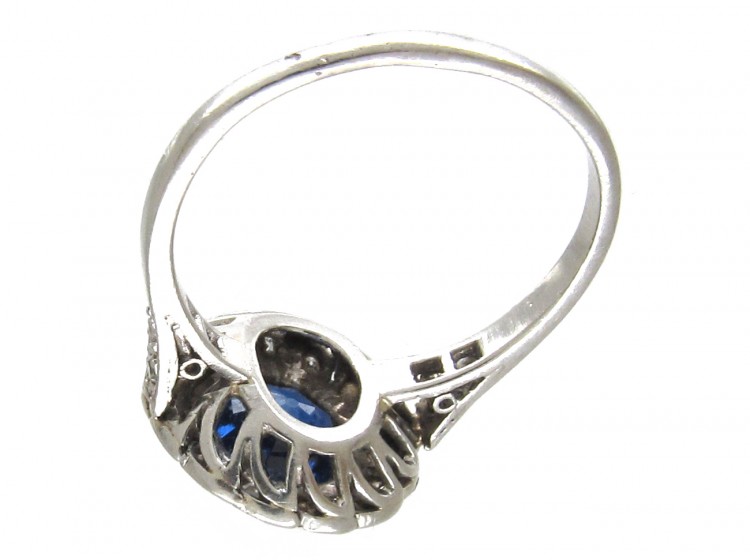 Art Deco Sapphire & Diamond Catherine Wheel Design Ring