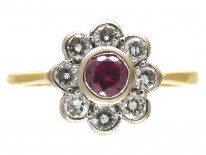 Ruby & Diamond Cluster Ring