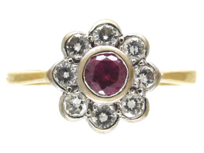 Ruby & Diamond Cluster Ring