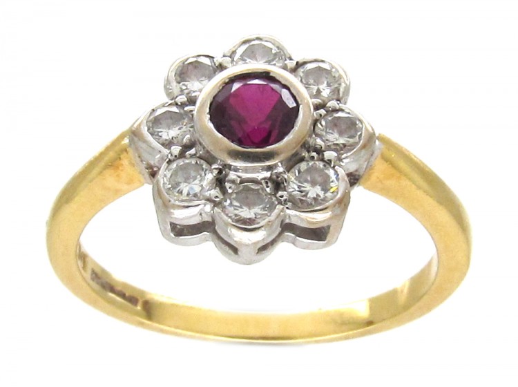 Ruby & Diamond Cluster Ring