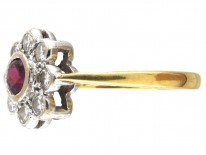 Ruby & Diamond Cluster Ring