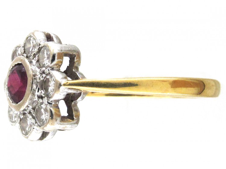 Ruby & Diamond Cluster Ring
