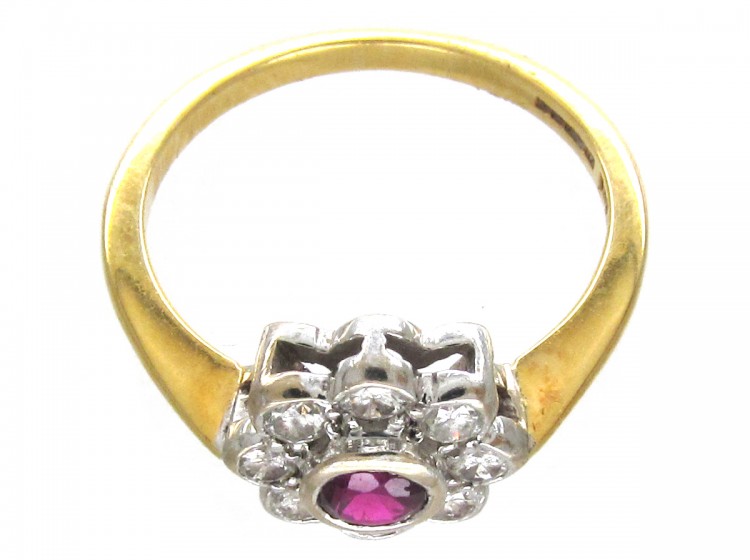 Ruby & Diamond Cluster Ring
