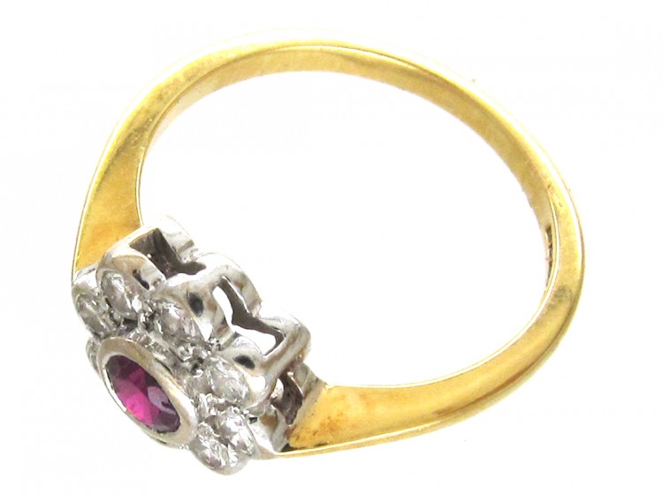 Ruby & Diamond Cluster Ring