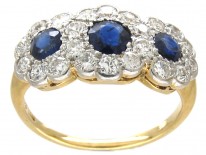 Edwardian Sapphire & Diamond Triple Cluster Ring