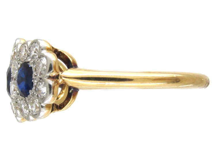 Edwardian Sapphire & Diamond Triple Cluster Ring