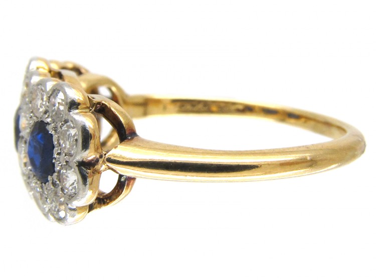 Edwardian Sapphire & Diamond Triple Cluster Ring