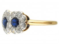 Edwardian Sapphire & Diamond Triple Cluster Ring