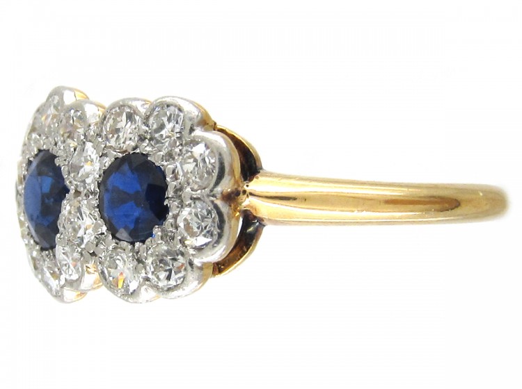 Edwardian Sapphire & Diamond Triple Cluster Ring