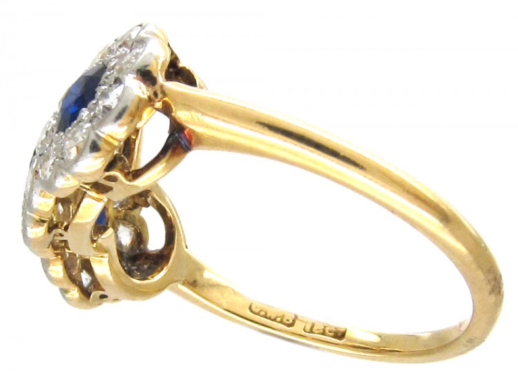 Edwardian Sapphire & Diamond Triple Cluster Ring