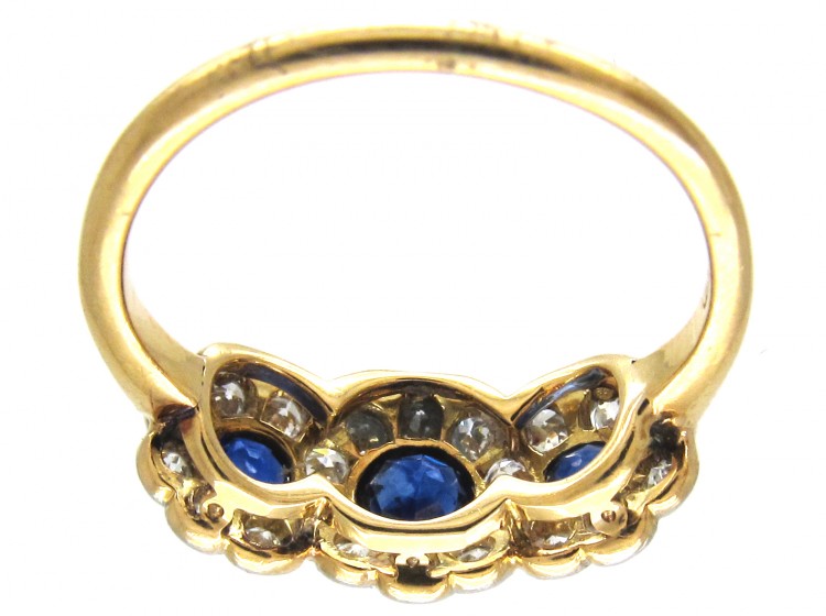Edwardian Sapphire & Diamond Triple Cluster Ring