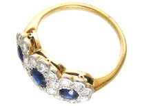 Edwardian Sapphire & Diamond Triple Cluster Ring