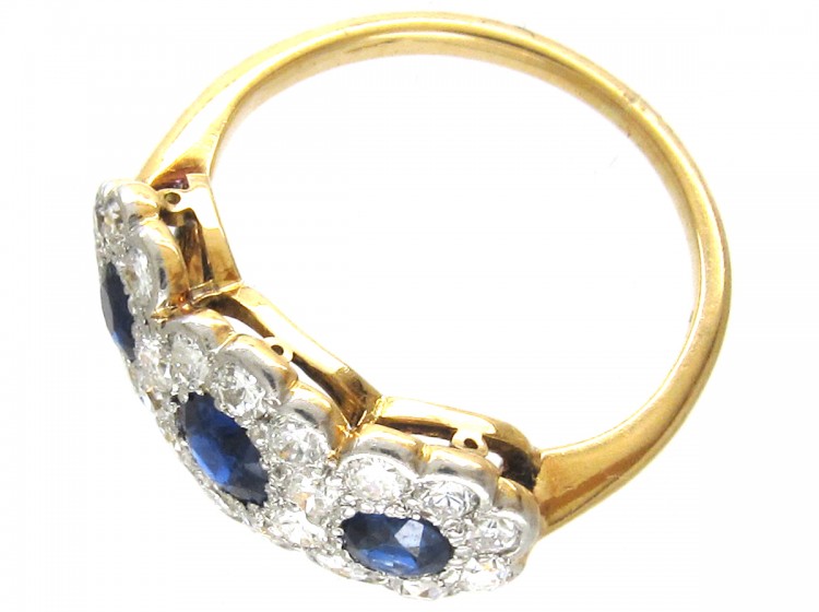 Edwardian Sapphire & Diamond Triple Cluster Ring