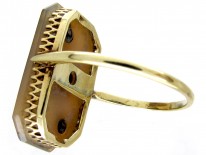 Art Deco 18ct Gold Comet & Stars Carved Carnelian & Pearl Ring