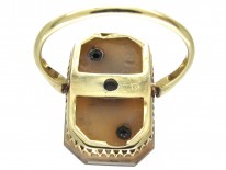 Art Deco 18ct Gold Comet & Stars Carved Carnelian & Pearl Ring