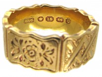 18ct Gold Victorian Wide Decorated Band Ring