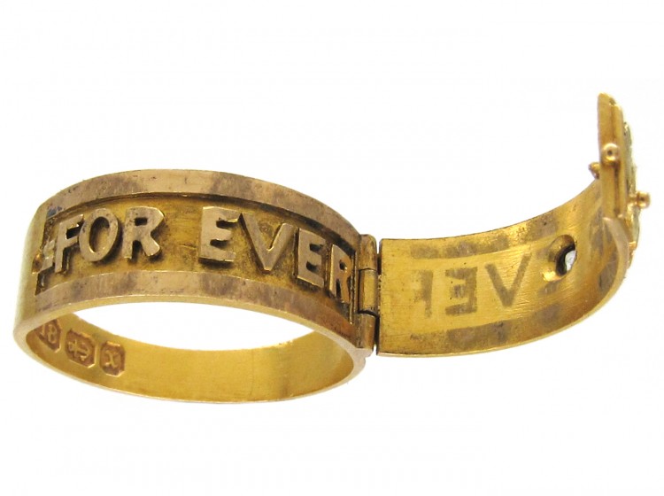 Victorian 18ct Three Colour Gold & Diamond Opening Ring with For Ever Inside