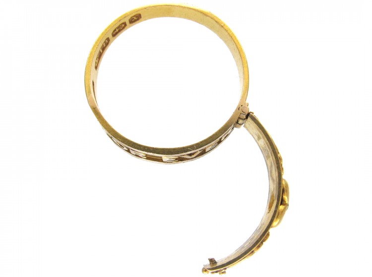 Victorian 18ct Three Colour Gold & Diamond Opening Ring with For Ever Inside