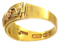 Victorian 18ct Three Colour Gold & Diamond Opening Ring with For Ever Inside