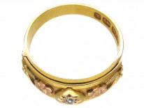 Victorian 18ct Three Colour Gold & Diamond Opening Ring with For Ever Inside