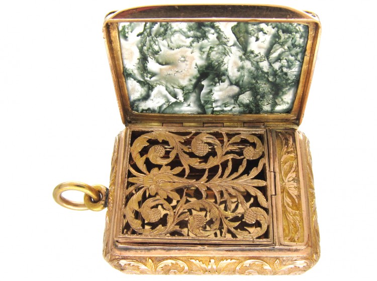 18ct Regency Gold & Moss Agate Vinaigrette