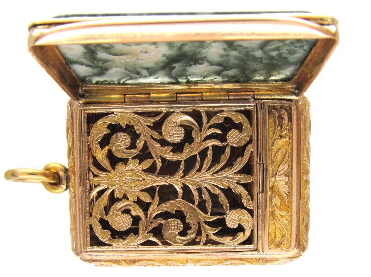 18ct Regency Gold & Moss Agate Vinaigrette