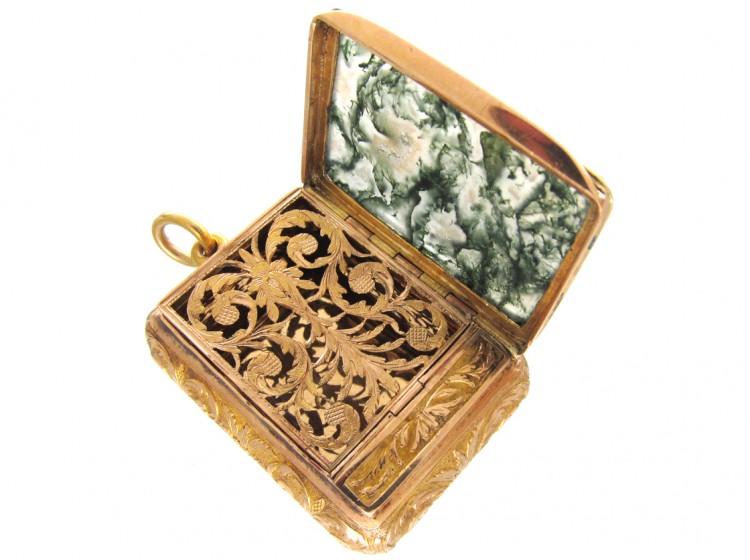 18ct Regency Gold & Moss Agate Vinaigrette