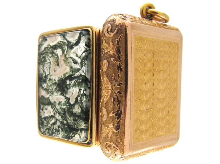 18ct Regency Gold & Moss Agate Vinaigrette
