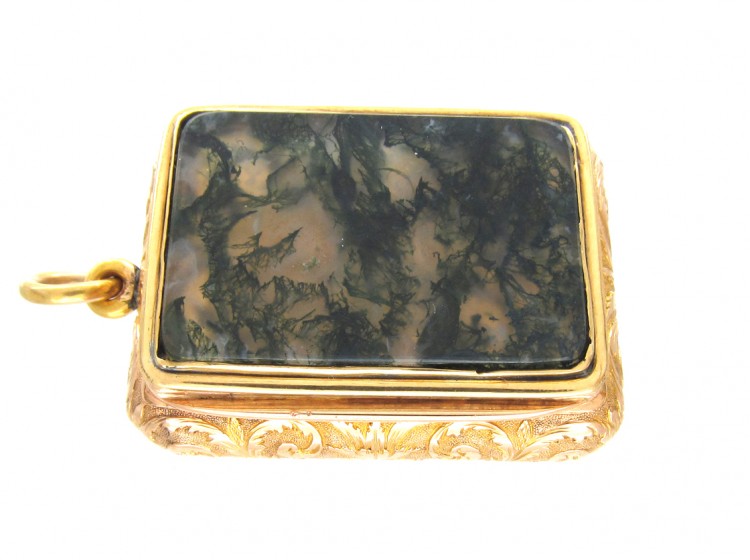 18ct Regency Gold & Moss Agate Vinaigrette