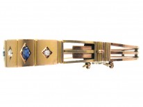 Victorian 9ct Gold Sapphire & Diamond Set Bangle