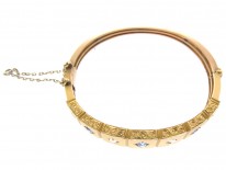 Victorian 9ct Gold Sapphire & Diamond Set Bangle