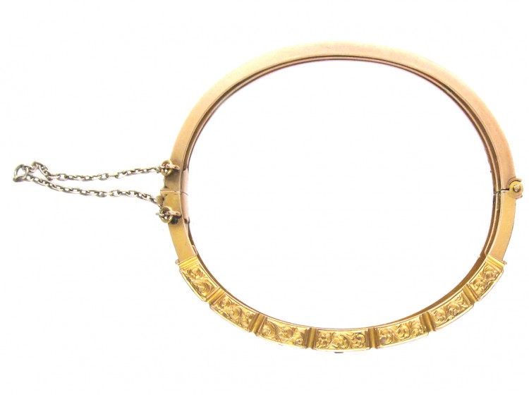 Victorian 9ct Gold Sapphire & Diamond Set Bangle