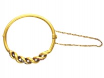 Edwardian 15ct Gold Ruby, Sapphire & Diamond Bangle
