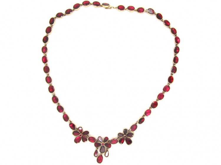 Flat Cut Garnet & Gold Edwardian Necklace
