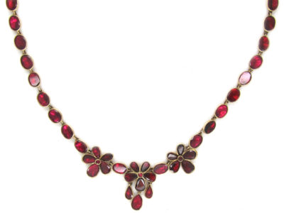 Flat Cut Garnet & Gold Edwardian Necklace
