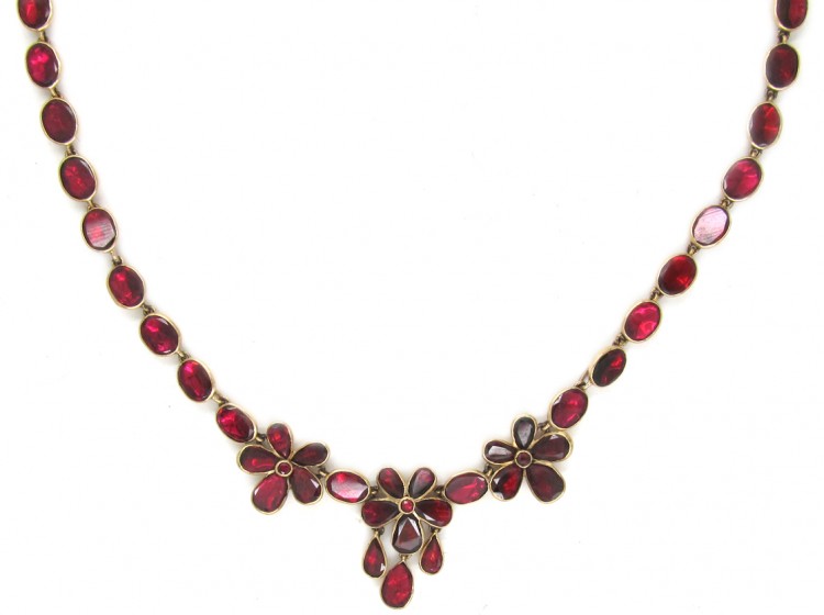 Flat Cut Garnet & Gold Edwardian Necklace