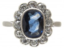 Edwardian Sapphire & Diamond Oval Cluster Ring