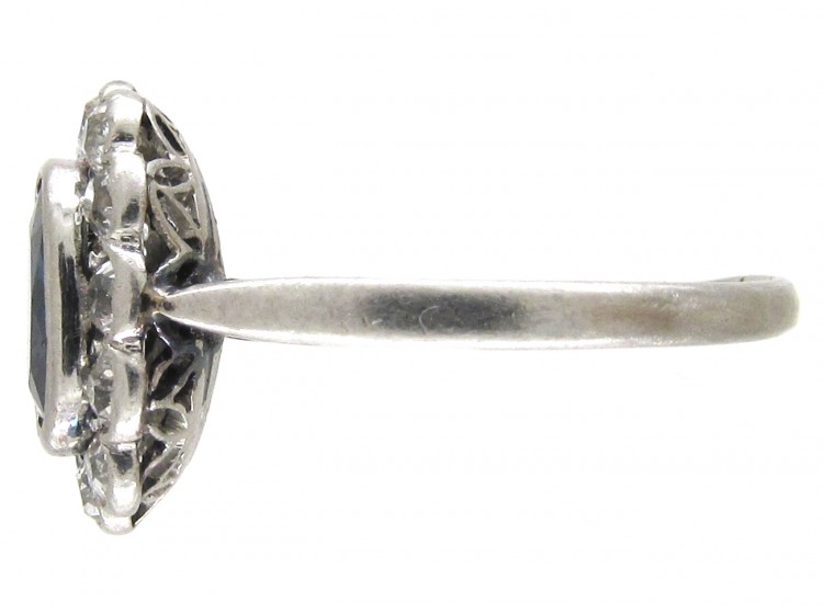 Edwardian Sapphire & Diamond Oval Cluster Ring