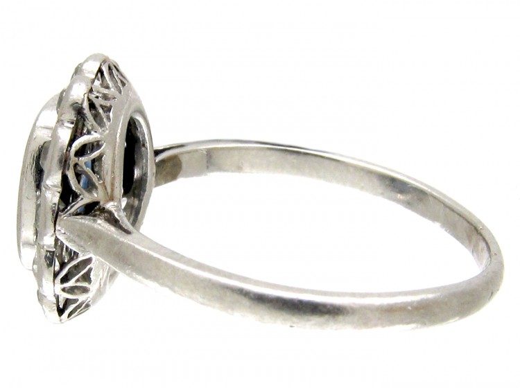 Edwardian Sapphire & Diamond Oval Cluster Ring