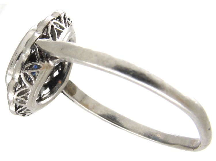 Edwardian Sapphire & Diamond Oval Cluster Ring