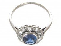 Edwardian Sapphire & Diamond Oval Cluster Ring