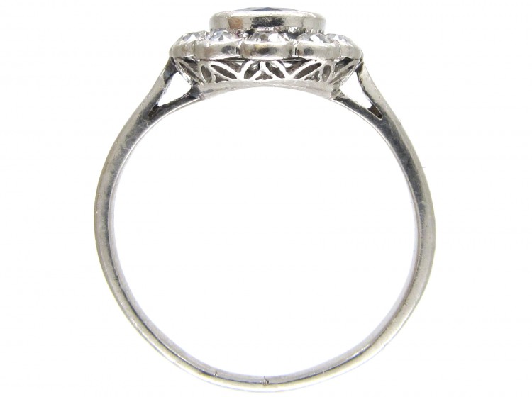 Edwardian Sapphire & Diamond Oval Cluster Ring