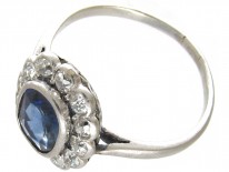 Edwardian Sapphire & Diamond Oval Cluster Ring