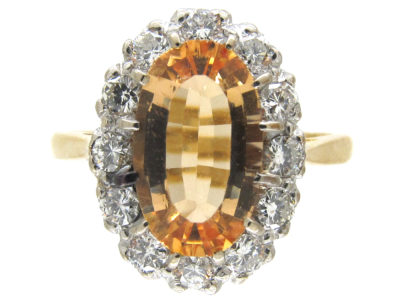 Topaz & Diamond Oval Cluster Ring