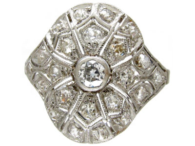 Art Deco Diamond & Pierced Work Ring